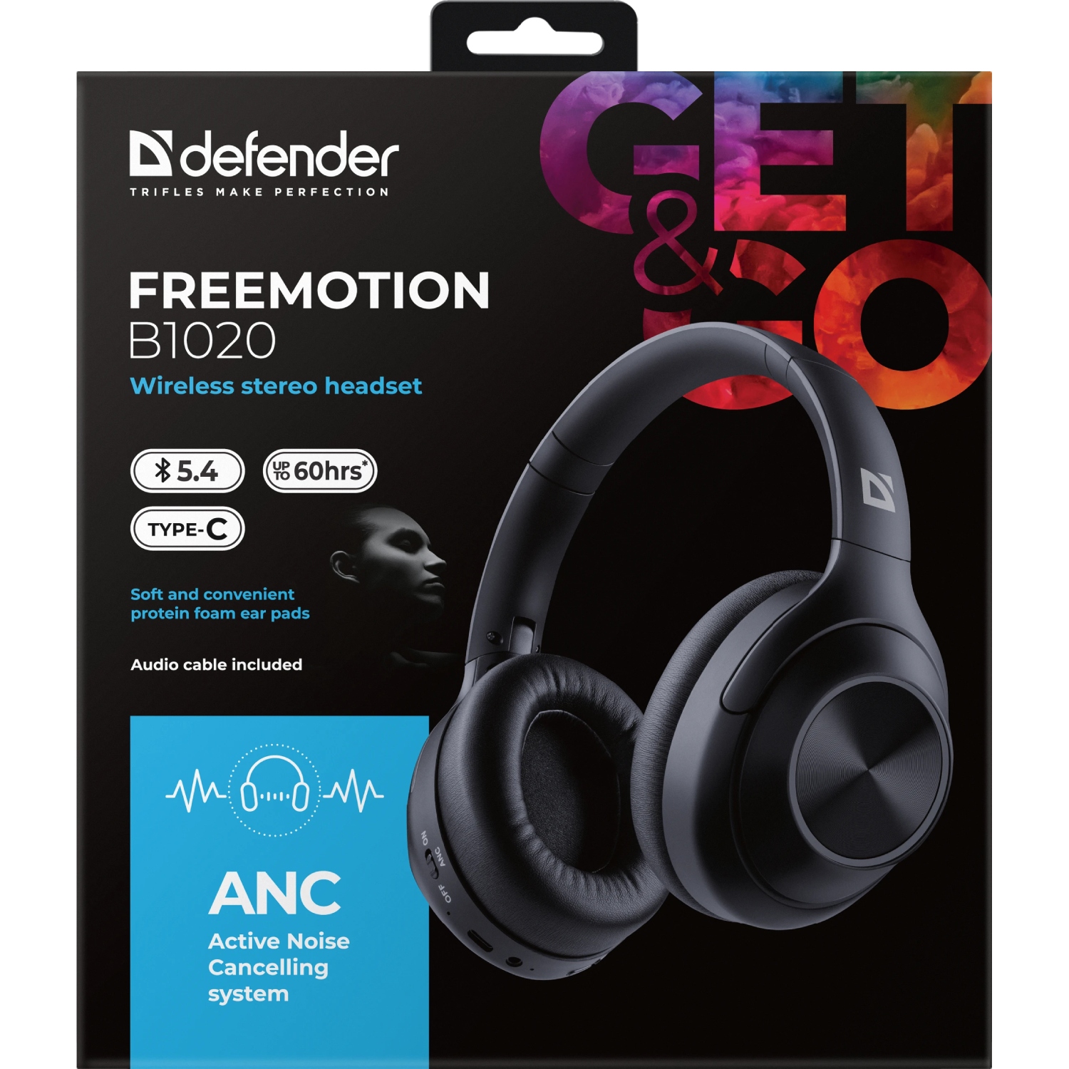 Гарнітура Defender FreeMotion B1020, Bluetooth, ANC, чорна (62020) на малюнкі №9