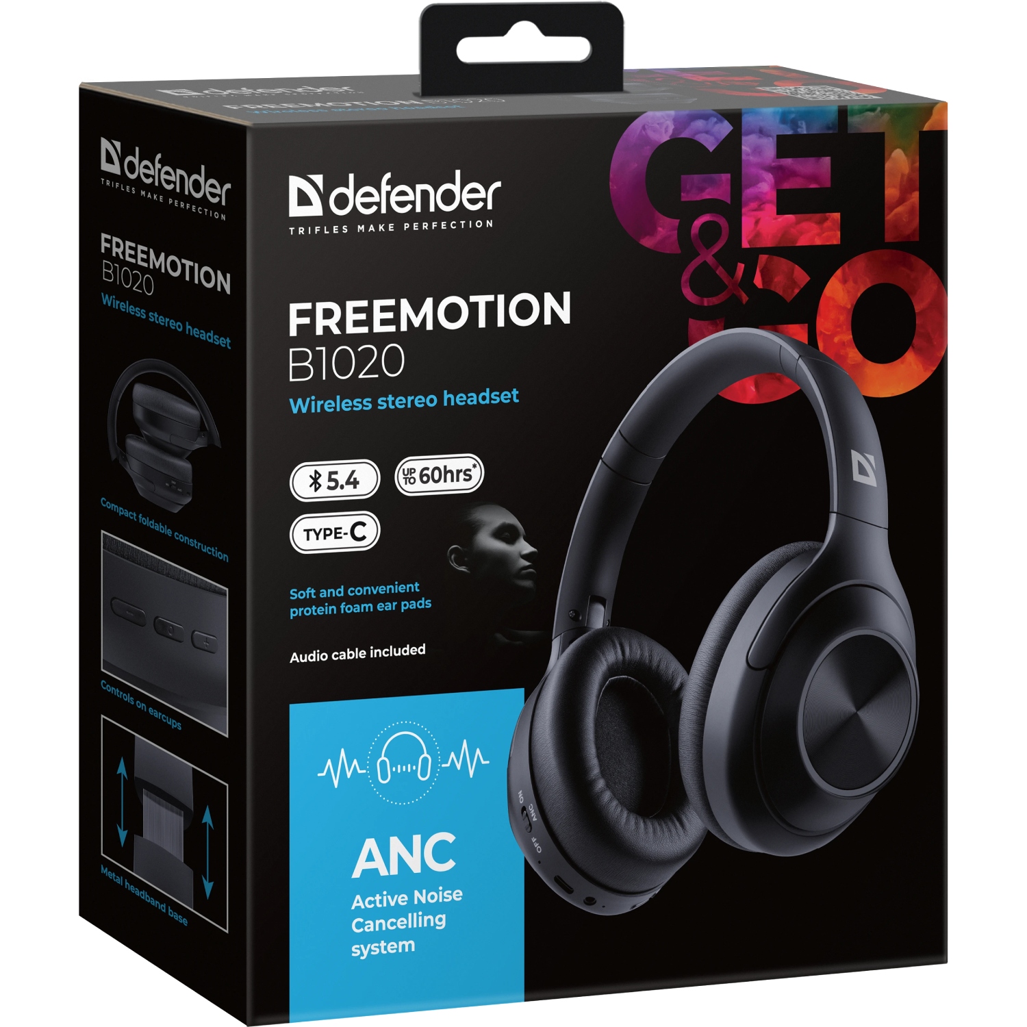Гарнітура Defender FreeMotion B1020, Bluetooth, ANC, чорна (62020) на малюнкі №10