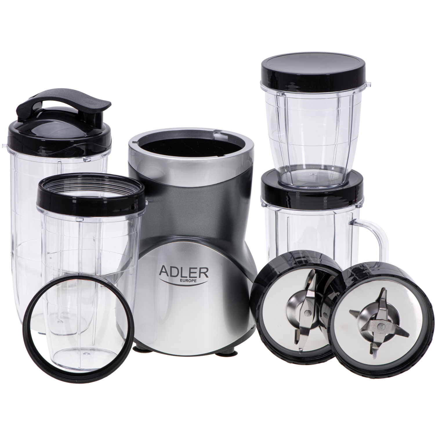 Фітнес-блендер Adler AD 4084 500Вт/ Pulse/ 4 скляні пляшки 700мл, 2x500мл, 300мл (AD4084) Сірий на малюнкі №3