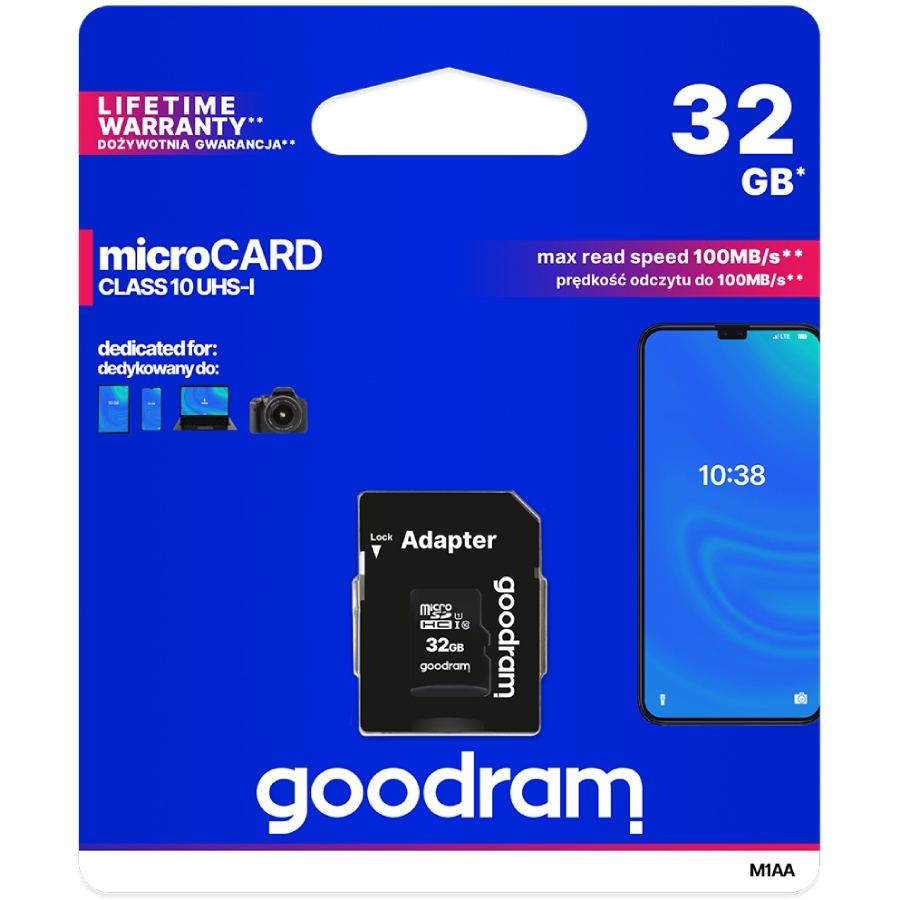 Memory card microSD 32Gb GoodRAM SDHC (class 10 UHS I U1) Retail + adapter (M1AA-0320R12) на малюнкі №3