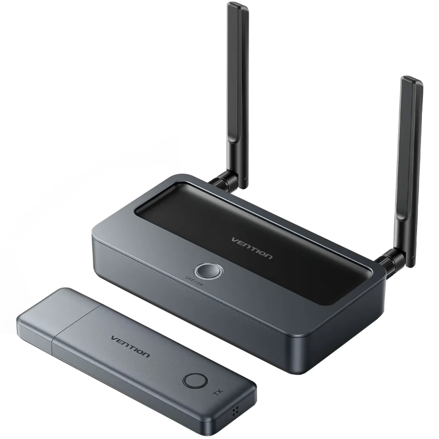 Комплект бездротової передачі HDMI (TX+RX) FHD 60Hz 5GHz Vention (ADTH0) Сірий на малюнкі №1