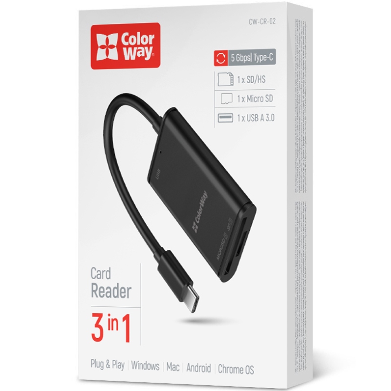 Card Reader ColorWay USB-C to USB 3.0/SD/MicroSD (CW-CR-02) на малюнкі №5