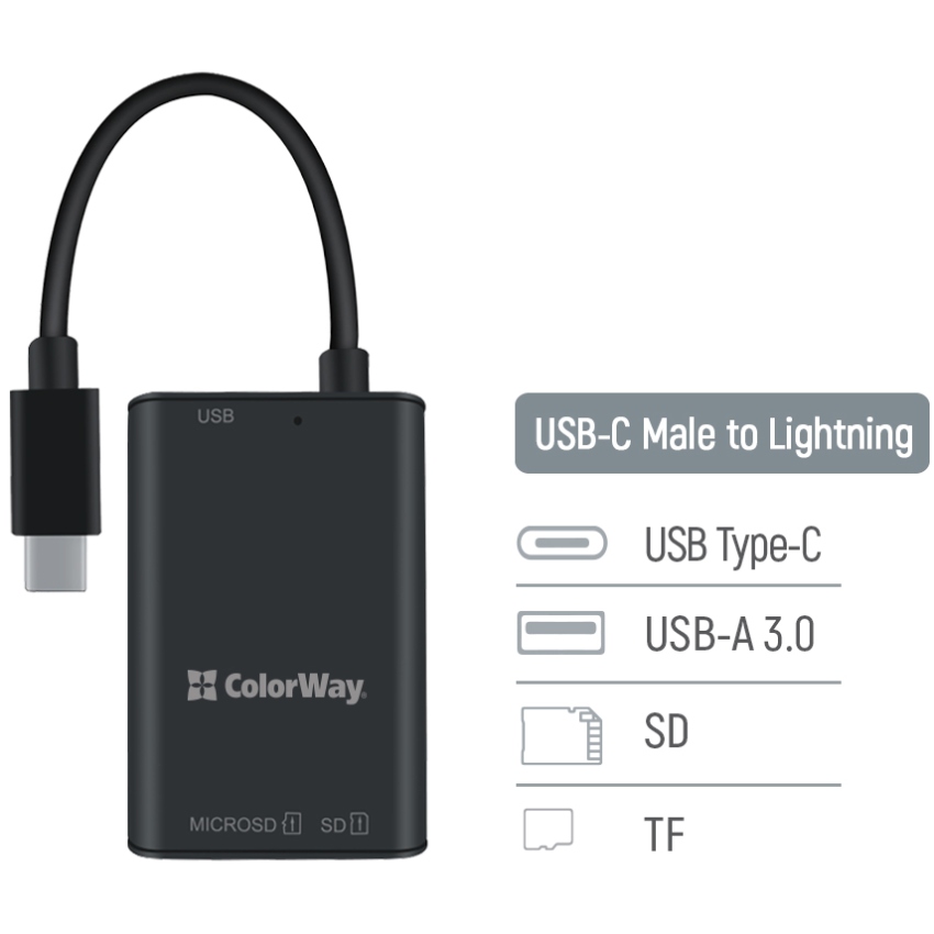 Card Reader ColorWay USB-C to USB 3.0/SD/MicroSD (CW-CR-02) на малюнкі №6