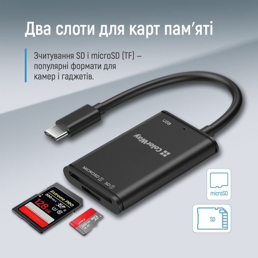 Card Reader ColorWay USB-C to USB 3.0/SD/MicroSD (CW-CR-02) на малюнкі №10