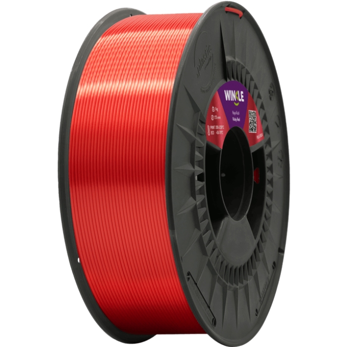 Пластик (Filament) WINKLE PLA SILK 1кг, 1.75мм, рубіново-червоний (PSI01000175ROJRUBWNK) Червоний на малюнкі №1
