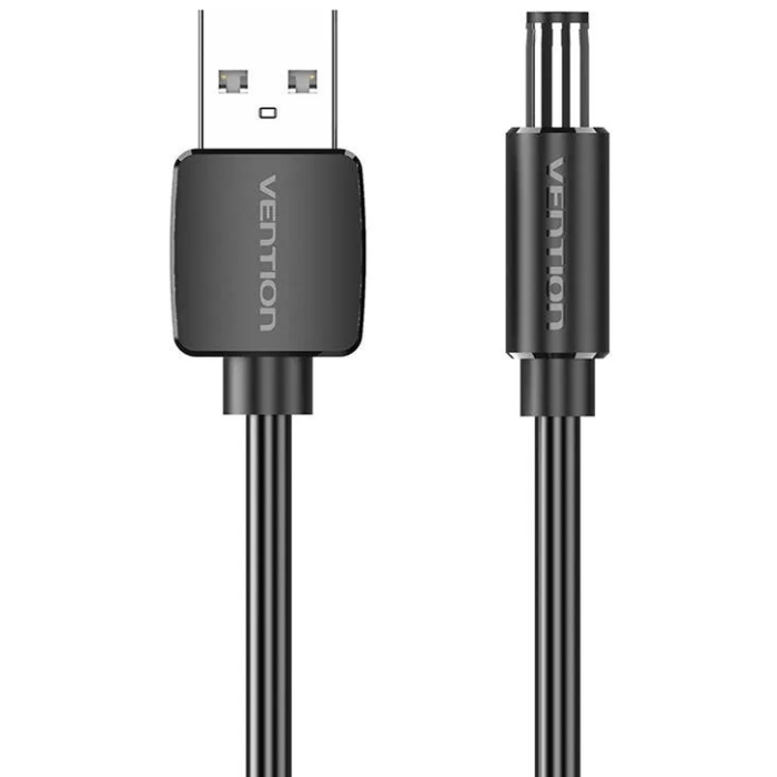 Кабель живлення USB AM - 5.5mm DC Power PVC 5V 3A, Black 0.5м Vention (CEYBD) на малюнкі №1