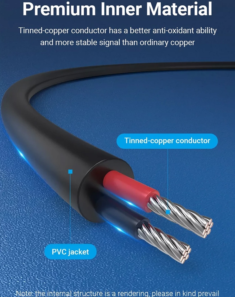 Кабель живлення USB AM - 5.5mm DC Power PVC 5V 3A, Black 0.5м Vention (CEYBD) на малюнкі №6