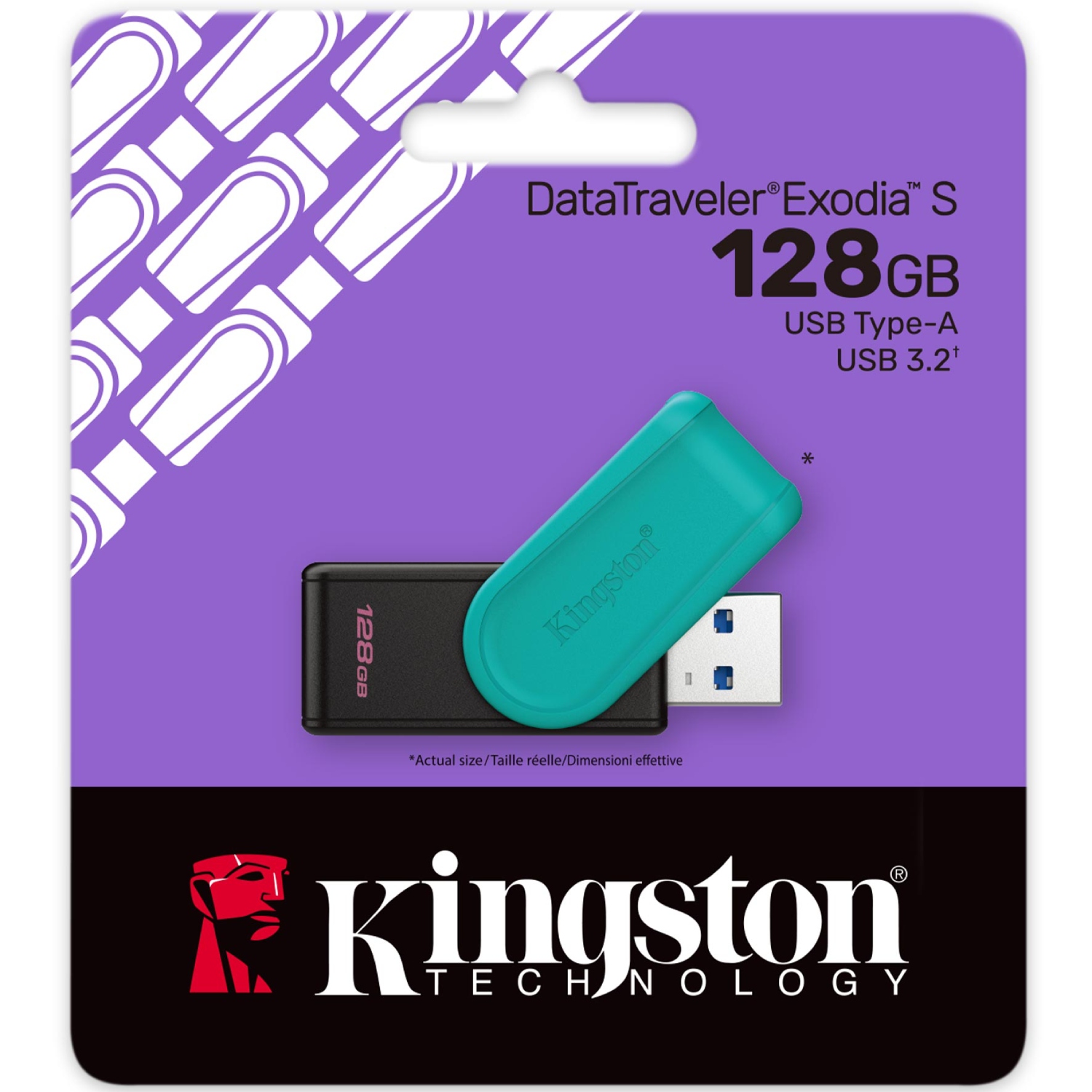 USB Flash Kingston DataTraveler Exodia S 128GB USB3.2 Gen 1 Black/Turquoise, Retail (DTXS/128GB#) чорно-зелений на малюнкі №3