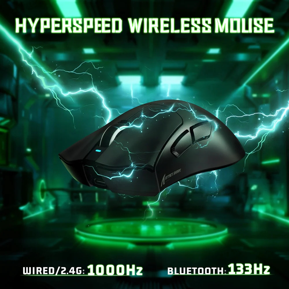 Мишка Attack Shark V3 Ultra-Light, Wireless, PAW3311 сенсор, 25000dpi, 6кн, Black (V3B_AS) Чорний на малюнкі №5