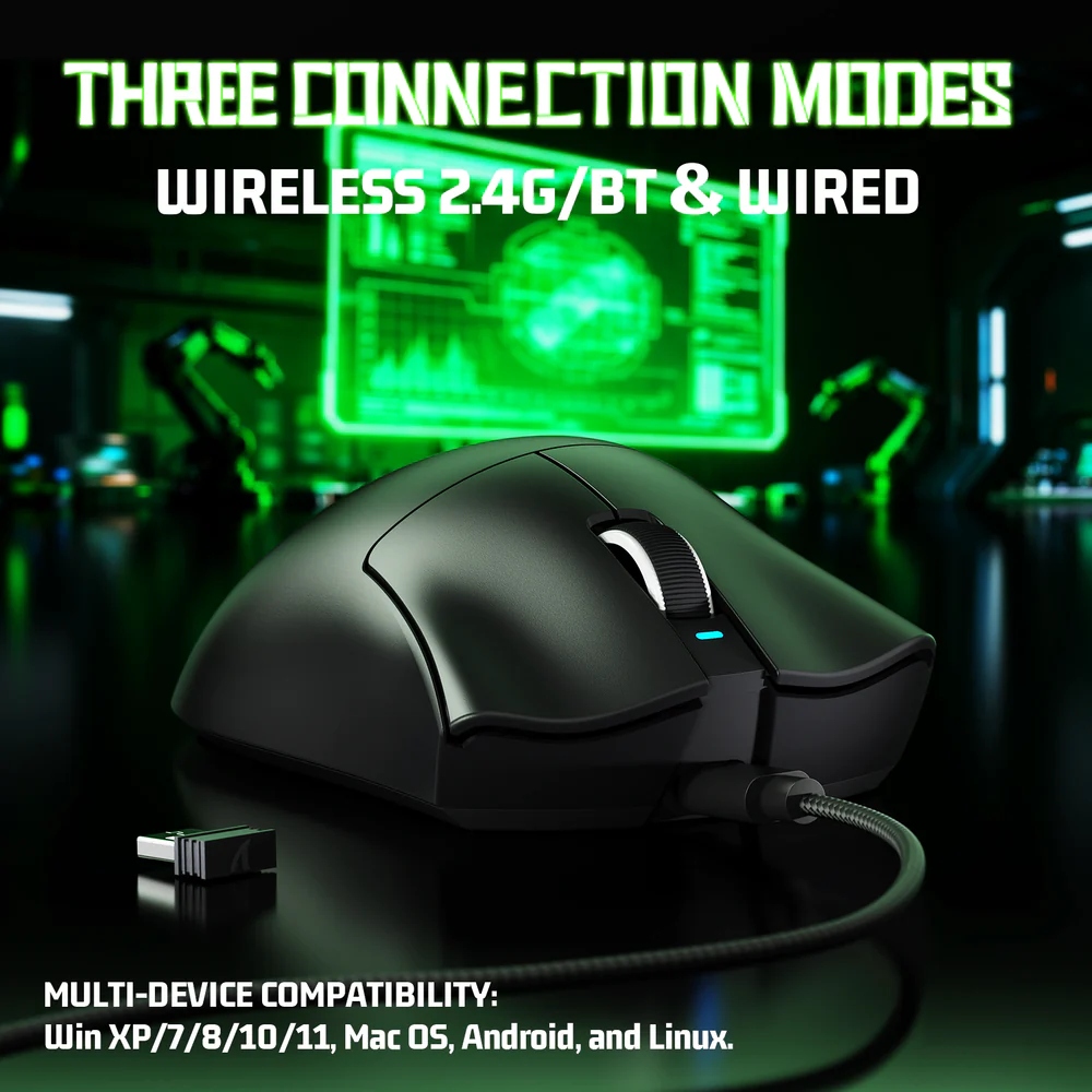 Мишка Attack Shark V3 Ultra-Light, Wireless, PAW3311 сенсор, 25000dpi, 6кн, Black (V3B_AS) Чорний на малюнкі №7