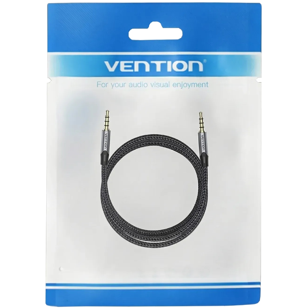 Кабель AUX Audio TRS M/M, 1.5м, сірий, обплетення, Vention (BAQHG) Сірий на малюнкі №4