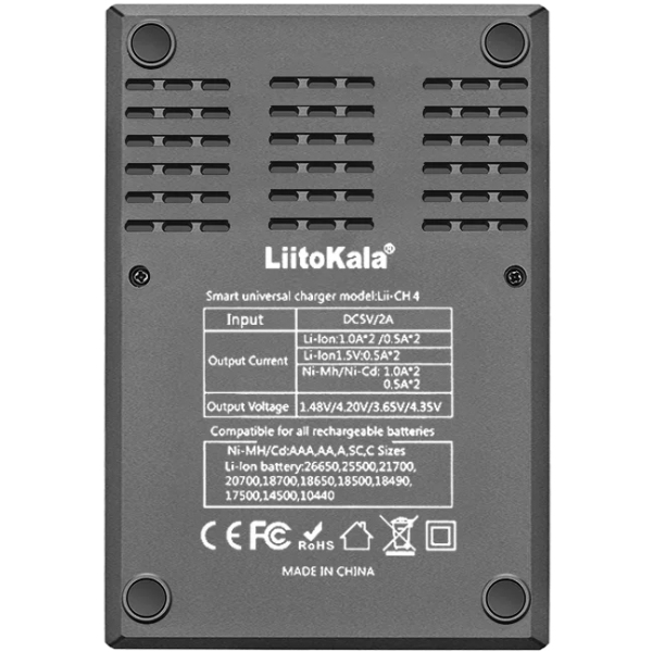 Зарядний пристрій LiitoKala Lii-CH4, для 18650, 26650, 21700, АА, ААА Li-ion 1,5 (Lii-CH4) на малюнкі №4