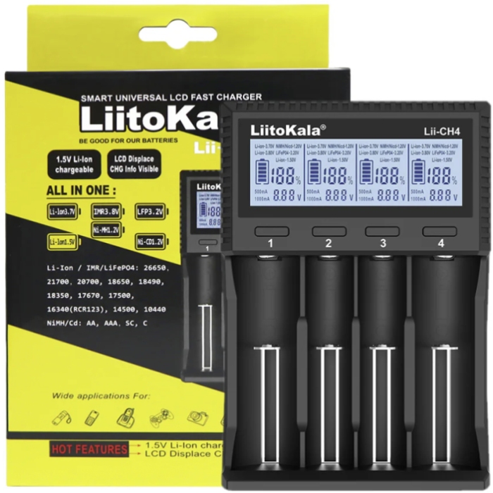 Зарядний пристрій LiitoKala Lii-CH4, для 18650, 26650, 21700, АА, ААА Li-ion 1,5 (Lii-CH4) на малюнкі №5