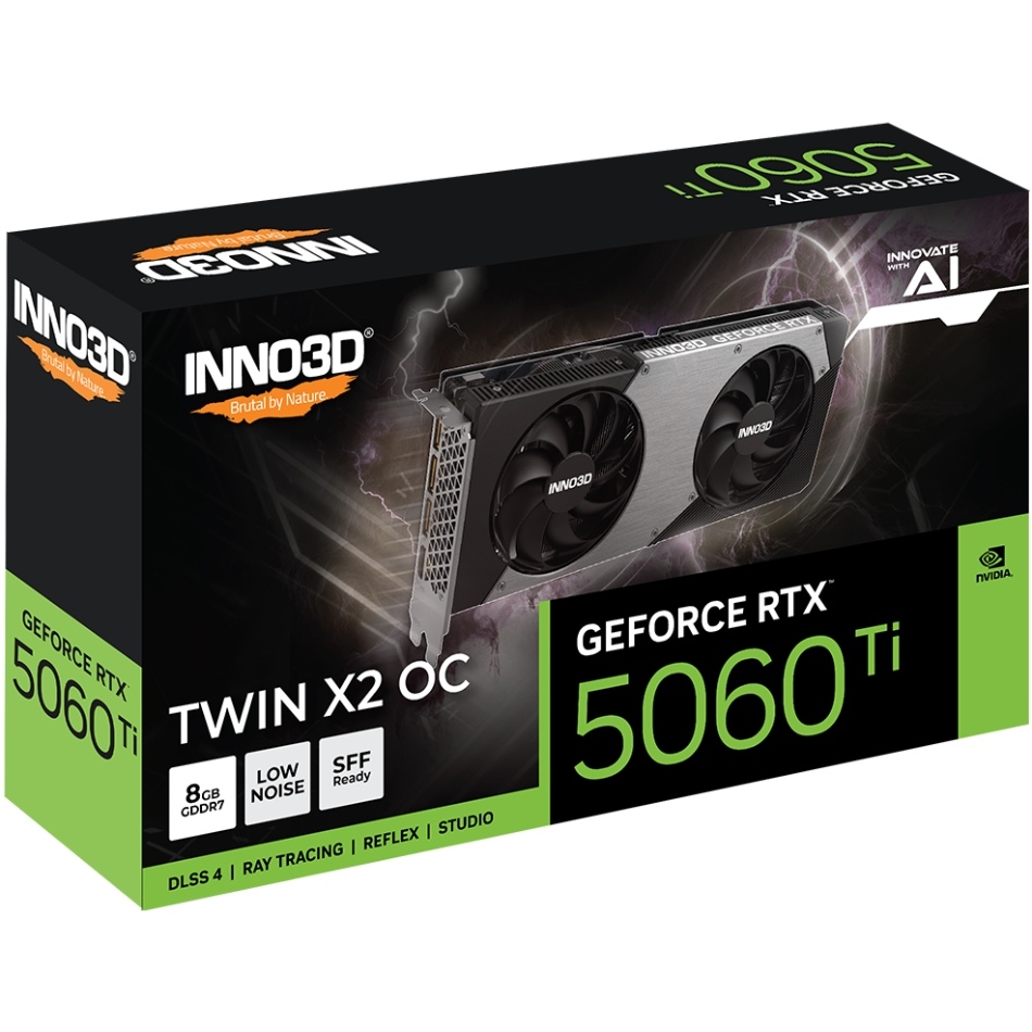 GeForce RTX5060 Ti Inno3D TWIN X2 OC, 8GB GDDR7, 128bit, PCI Express 5.0 (N506T2-08D7X-193075N#) на малюнкі №2