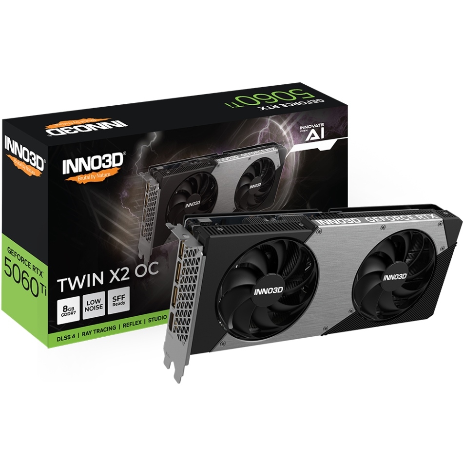 GeForce RTX5060 Ti Inno3D TWIN X2 OC, 8GB GDDR7, 128bit, PCI Express 5.0 (N506T2-08D7X-193075N#) на малюнкі №3