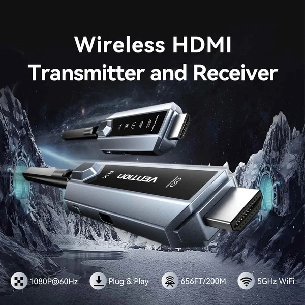Комплект підсилювача HDMI сигналу (TX+RX) 1080P60Гц 5 GHz, сірий, Vention (ADPH0-1) Сірий на малюнкі №2