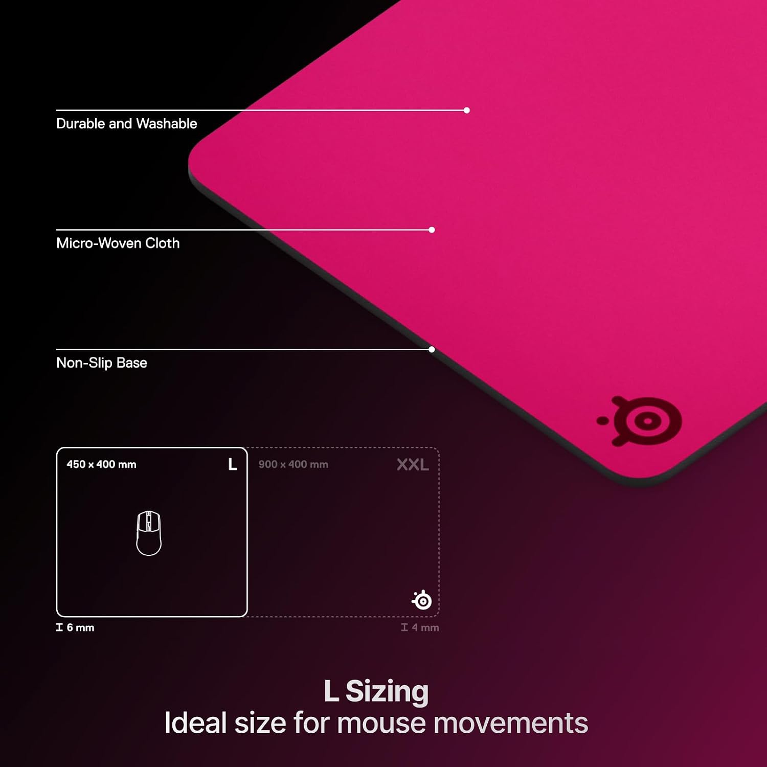 Ігрова поверхня SteelSeries QcK Heavy Large 450х400х6мм Magenta (63479) пурпуровий на малюнкі №3