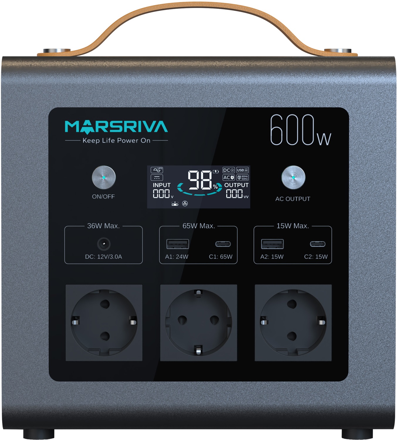 Зарядна станція Marsriva MP6 Plus 600Вт (512Вт/г) AC,MPPT, UPS, LiFePo4 (MP6Plus_MARSRIVA) на малюнкі №1