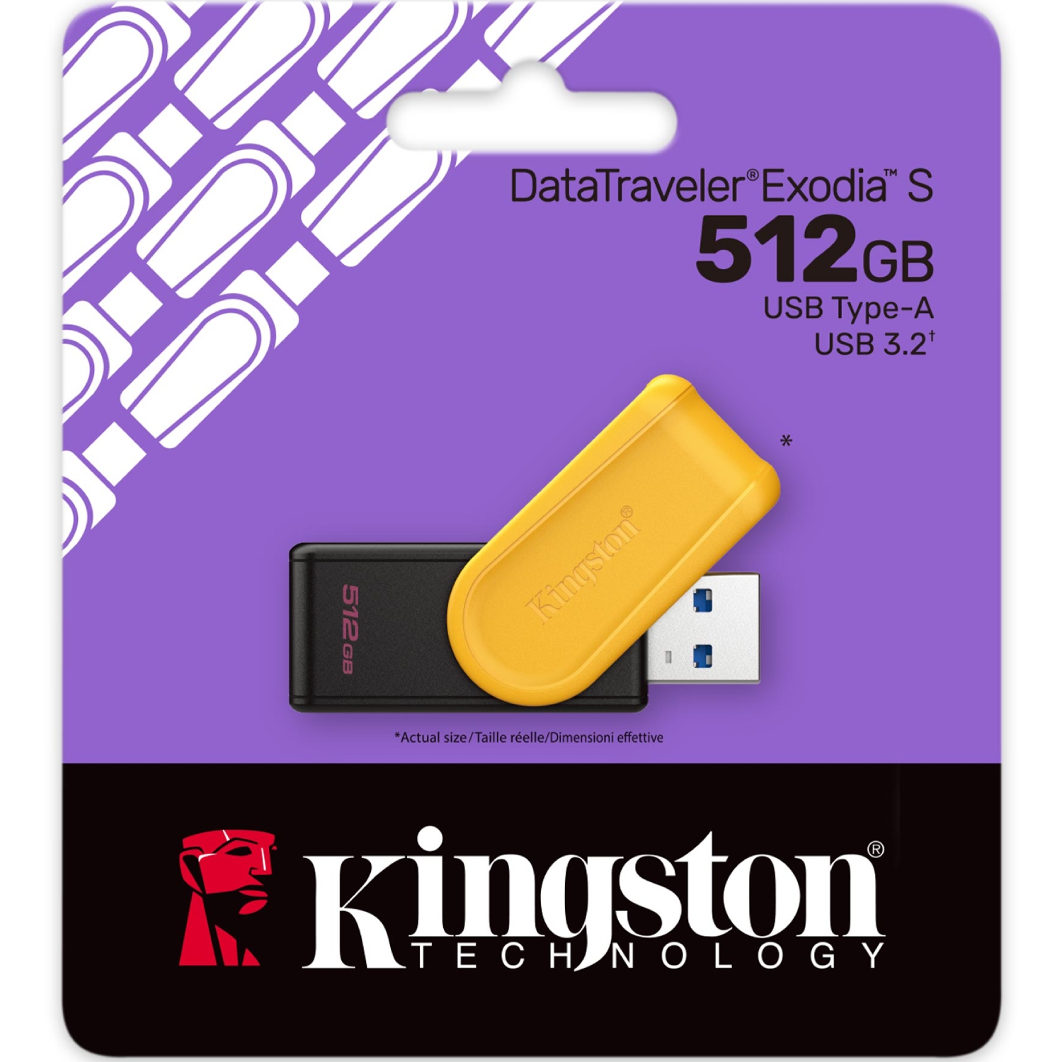 USB Flash Kingston 512B USB 3.2 Type-C DT Exodia S Black/Yellow, Retail (DTXS/512GB#) чорно-жовтий на малюнкі №3