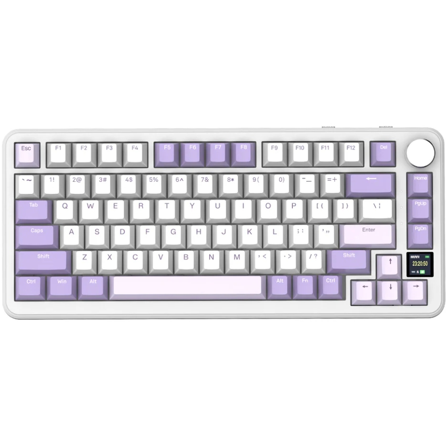 Клавіатура ігрова механічна Attack Shark X85PRO 82кл. RGB, Wireless, Lavender (X85PROL_AS) Білий на малюнкі №1