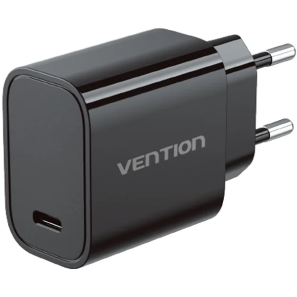 Зарядний пристрій 1xUSB-C 30W + USB-C cable М-М Black Vention (G18B0-EU) на малюнкі №2