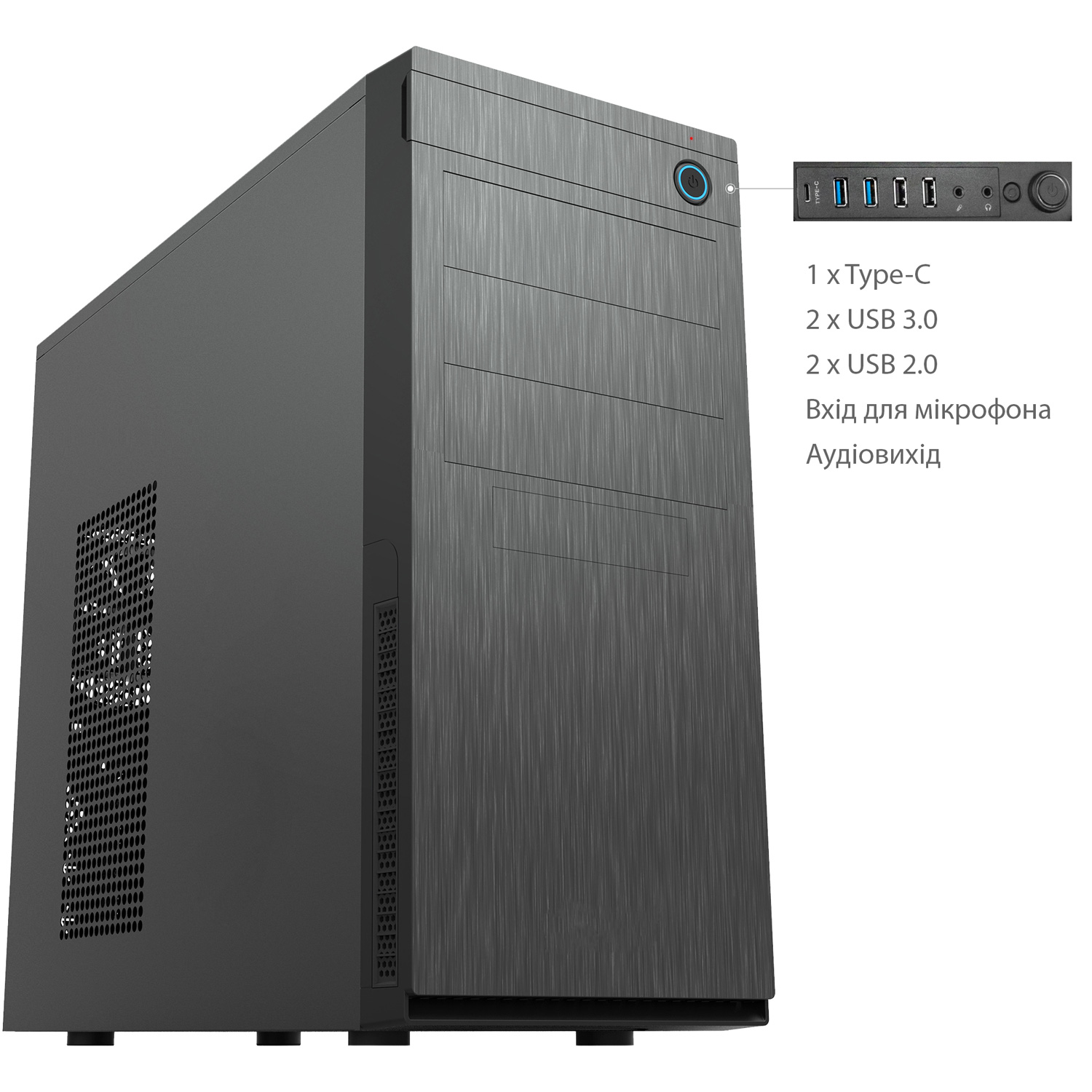 Корпус Chieftec ELOX ATX, без БЖ, Black (HC-10B-OP) на малюнкі №8