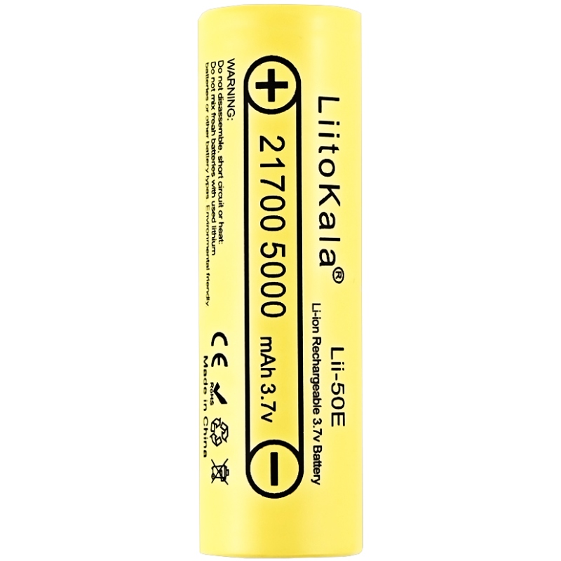 Акумулятор 21700 LiitoKala, Lii-50E, 5000mAh, 3.7V li-ion battery, 1 pcs (Lii-50E) на малюнкі №1
