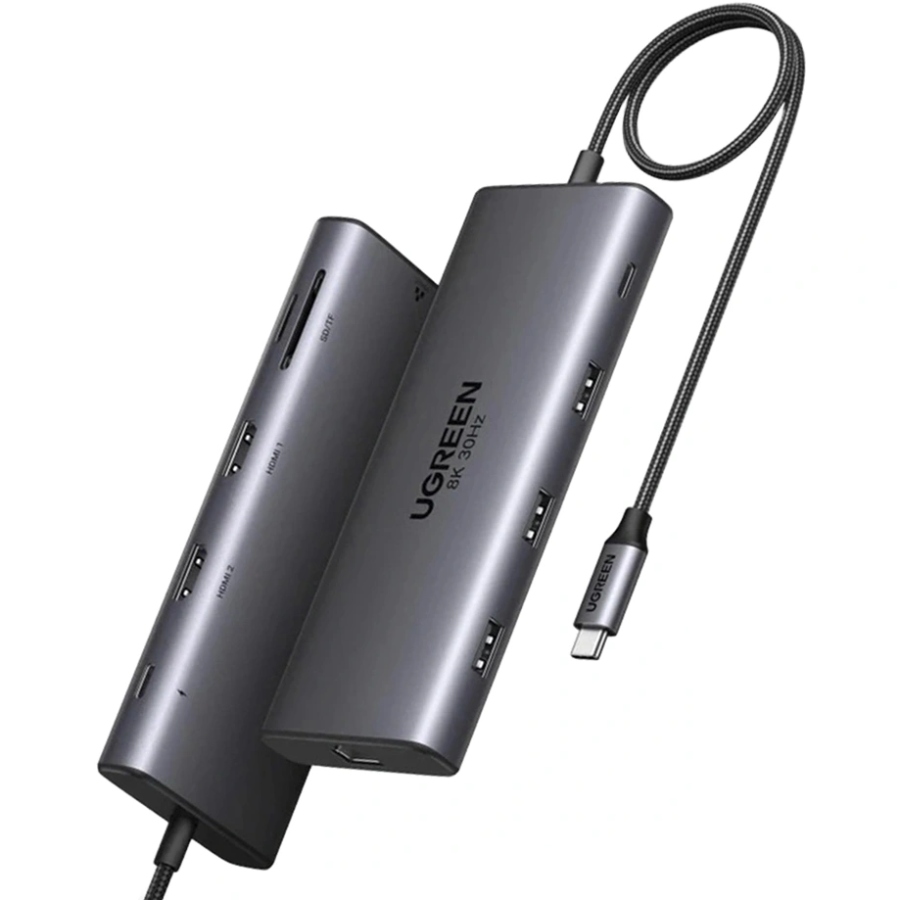 Док-станція USB3.2 Type-C -- HDMIx2,8K30Hz/4K60Hz/3xUSB-A/2xUSB-C 3.2/ RJ45/SD/TF/PD 100W CM639 (15534) на малюнкі №1