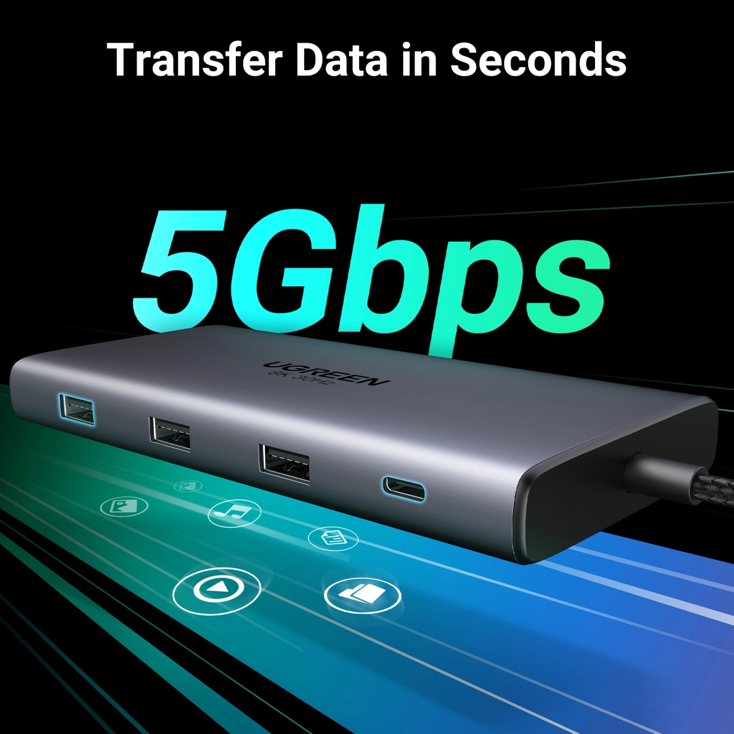 Док-станція USB3.2 Type-C -- HDMIx2,8K30Hz/4K60Hz/3xUSB-A/2xUSB-C 3.2/ RJ45/SD/TF/PD 100W CM639 (15534) на малюнкі №5