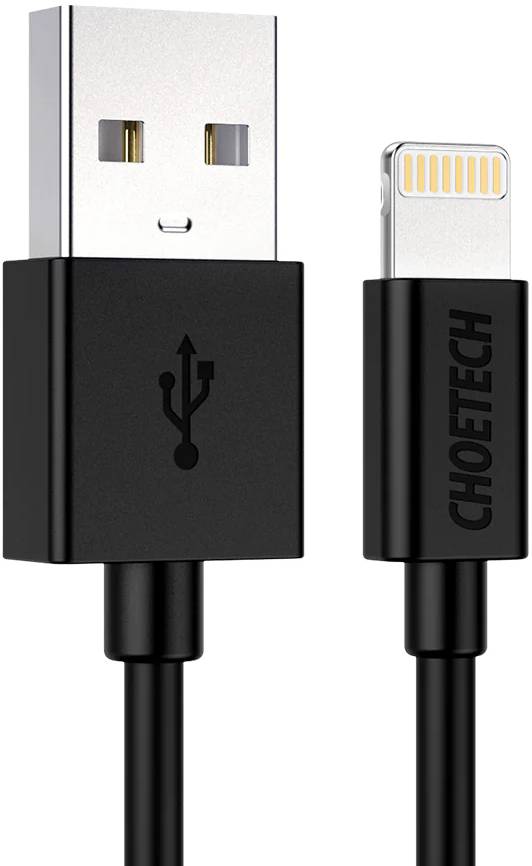 Кабель USB AM-Lightning M, 1.2 м, MFi 2.4A, чорний Choetech