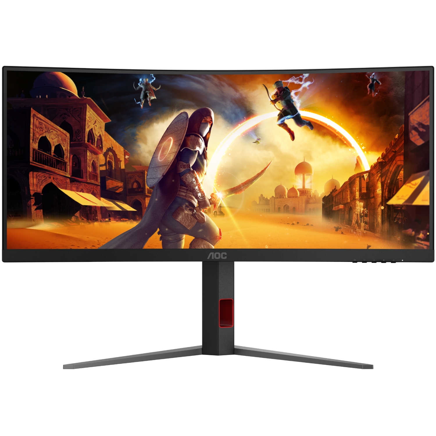 TFT 34 AOC CU34G4, WQHD, VA, вигн, 180Гц, 2хHDMI, DP, HAS, Pivot, чорно-червоний (CU34G4) чорний з червоним на малюнкі №1