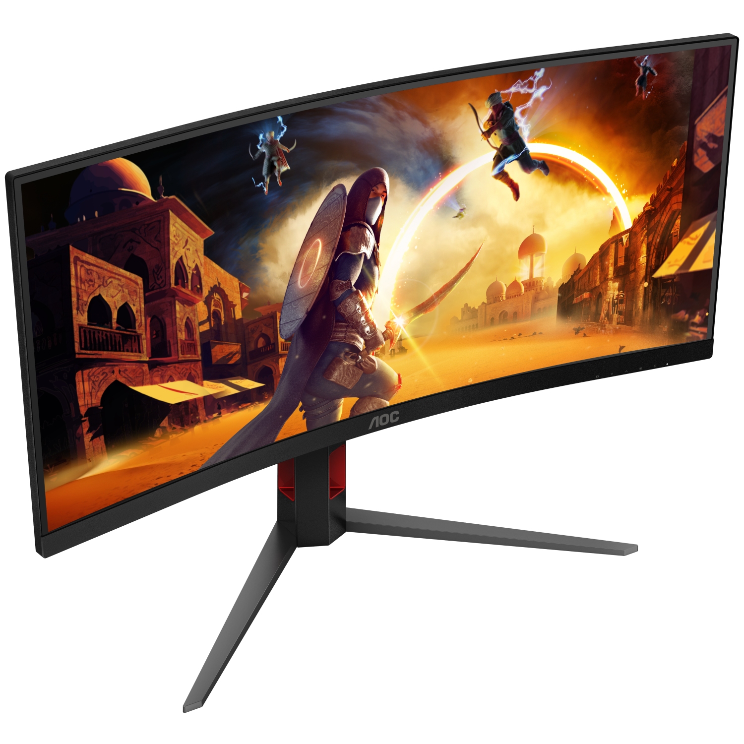TFT 34 AOC CU34G4, WQHD, VA, вигн, 180Гц, 2хHDMI, DP, HAS, Pivot, чорно-червоний (CU34G4) чорний з червоним на малюнкі №2