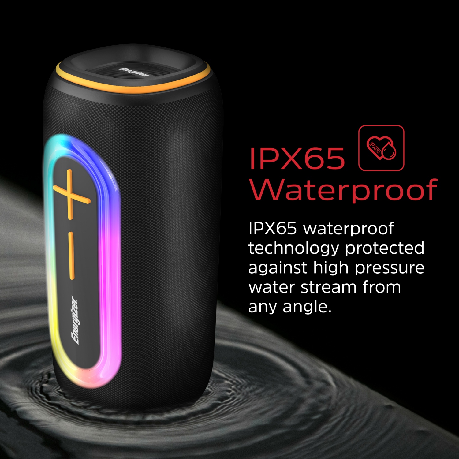 Акустична система 1.0 Energizer 20Вт Bluetooth 5.2/MicroSD/USB/AUX/FM,IPX65, 360° Sound чорна (BTS206) Чорний на малюнкі №7