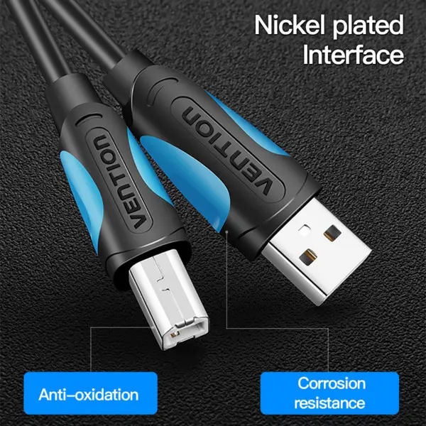 Кабель USB 2.0 AM-BM, 1.5 м, PVC, Vention (VAS-A16-B150) Чорний на малюнкі №4