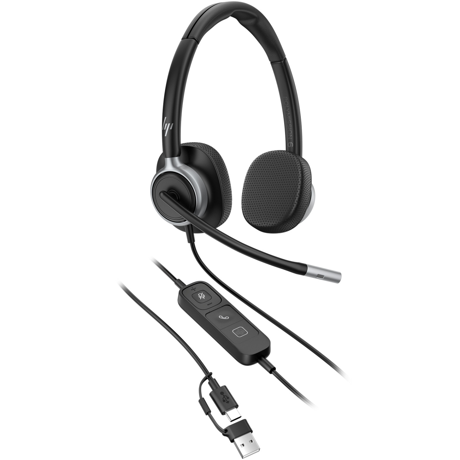 Гарнітура HP Poly Mission 625 Stereo USB-C/A (C01C6AA) Чорний на малюнкі №6