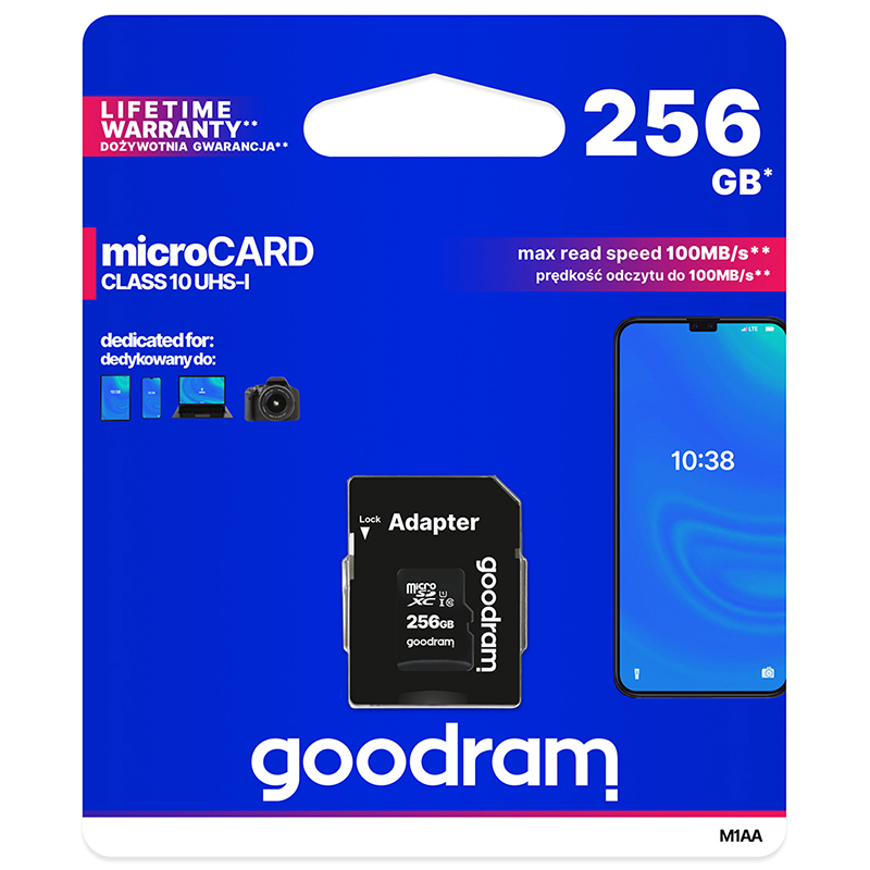 Memory card microSDXC 256Gb GoodRAM (class 10 UHS I U1) Retail + adapter (M1AA-2560R12#) на малюнкі №5