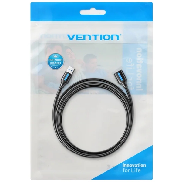 Кабель продовжувач USB 3.2 AM/AF 2.0м, 10Gbps, PVC Type, чорний, Vention (CBOBH) Чорний на малюнкі №3