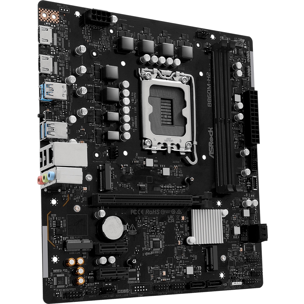 AsRock (1851/B860, 2*DDR5, PCIex16, 2xHDMI, 4xSATA, 2xM.2, Glan, 7.1ch, mATX) (B860M-H2) на малюнкі №2
