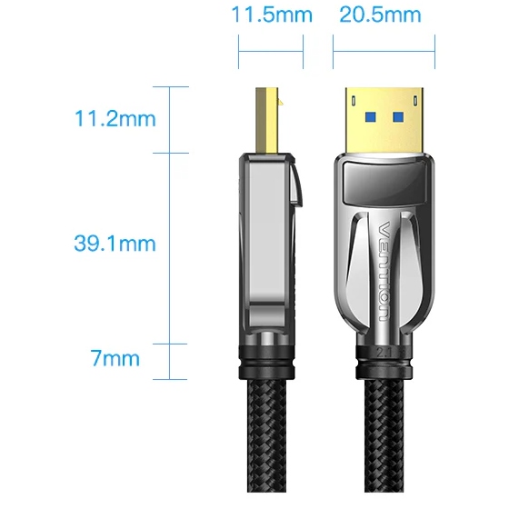 Кабель DisplayPort M - M 1.5м,V2.1, 16K 30 Гц, обплетення, чорний Vention (HGABG) на малюнкі №2