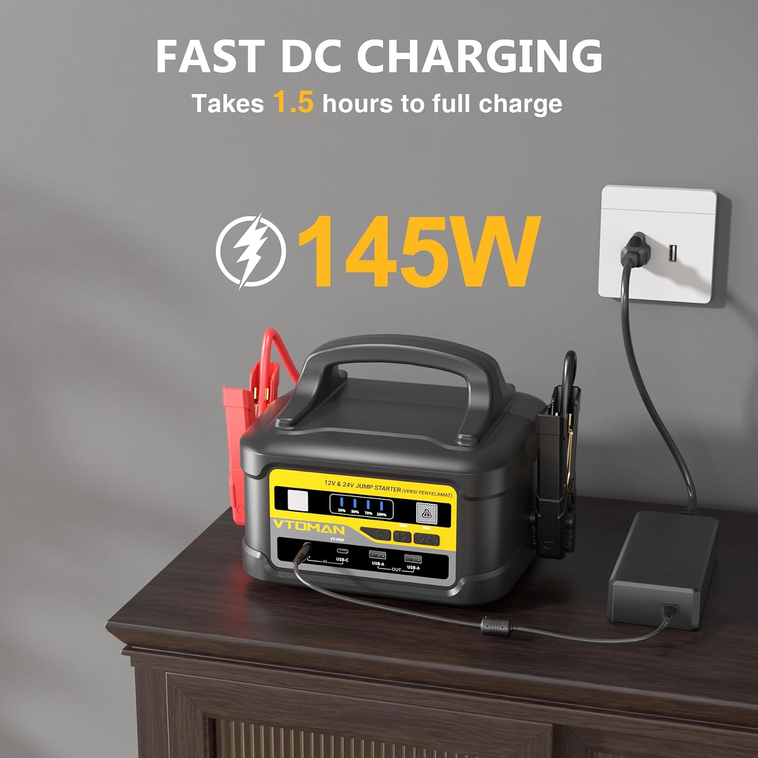 Автомобільний Jump Starter 10000A, 12V/24V, 58800mAh, 215.8 Вт/год Vtoman (VT-Pro) на малюнкі №2