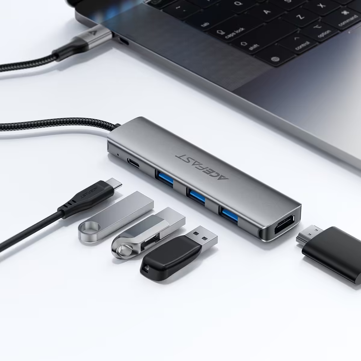 Док-станція USB3.0 Type-C -- HDMI4K/3xUSB-A 3.0/USB-C PD 90W Hub 5-in-1 J16 Acefast (6974316285915) на малюнкі №5