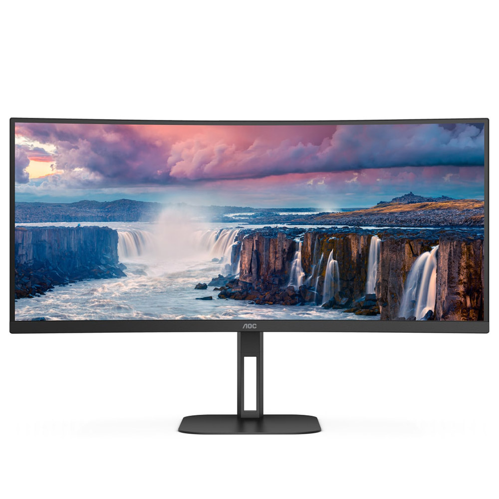 TFT 34 AOC CU34V5C/BK, WQHD, VA, 100Гц, 1 мс, вигнутий, HDMI, DP, USB-C, USB-hub, колонки (CU34V5C/BK) Чорний на малюнкі №1