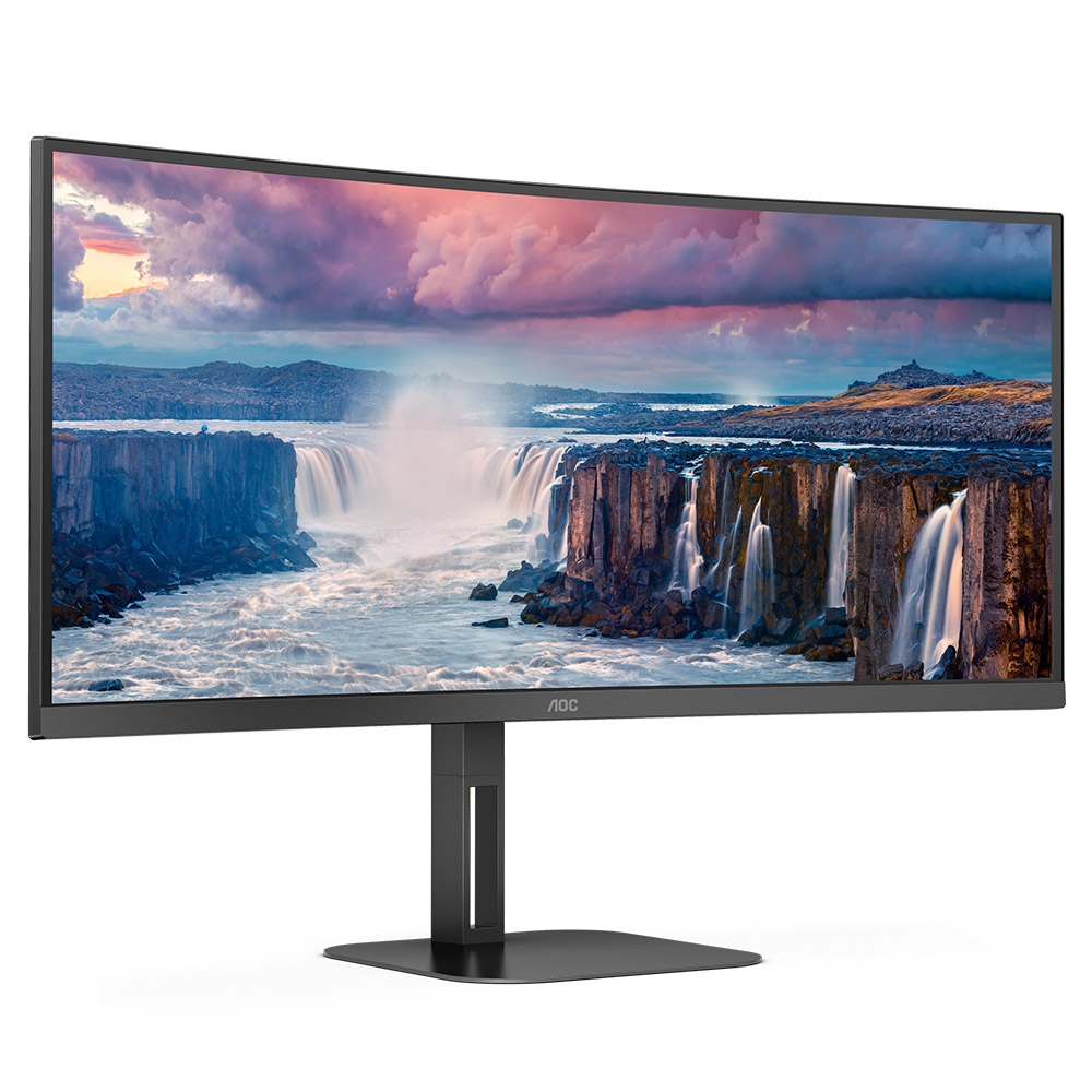 TFT 34 AOC CU34V5C/BK, WQHD, VA, 100Гц, 1 мс, вигнутий, HDMI, DP, USB-C, USB-hub, колонки (CU34V5C/BK) Чорний на малюнкі №2