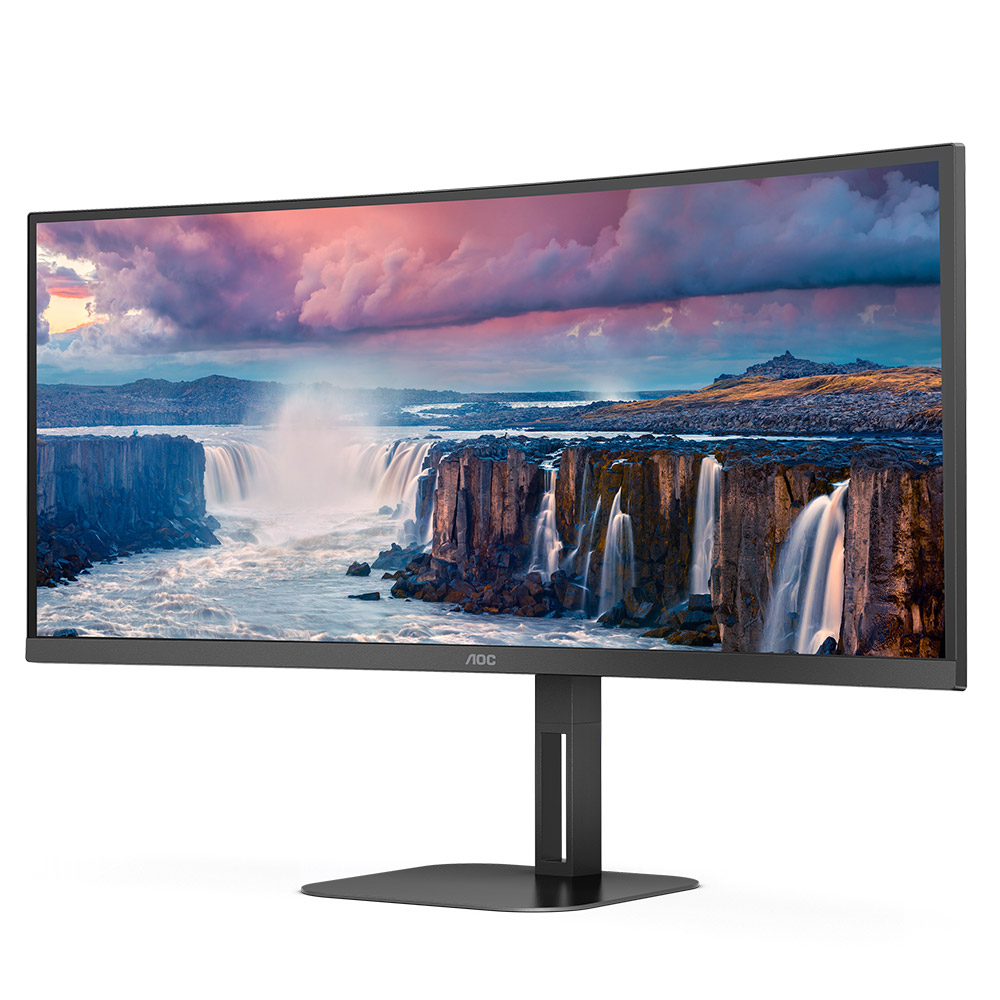 TFT 34 AOC CU34V5C/BK, WQHD, VA, 100Гц, 1 мс, вигнутий, HDMI, DP, USB-C, USB-hub, колонки (CU34V5C/BK) Чорний на малюнкі №3