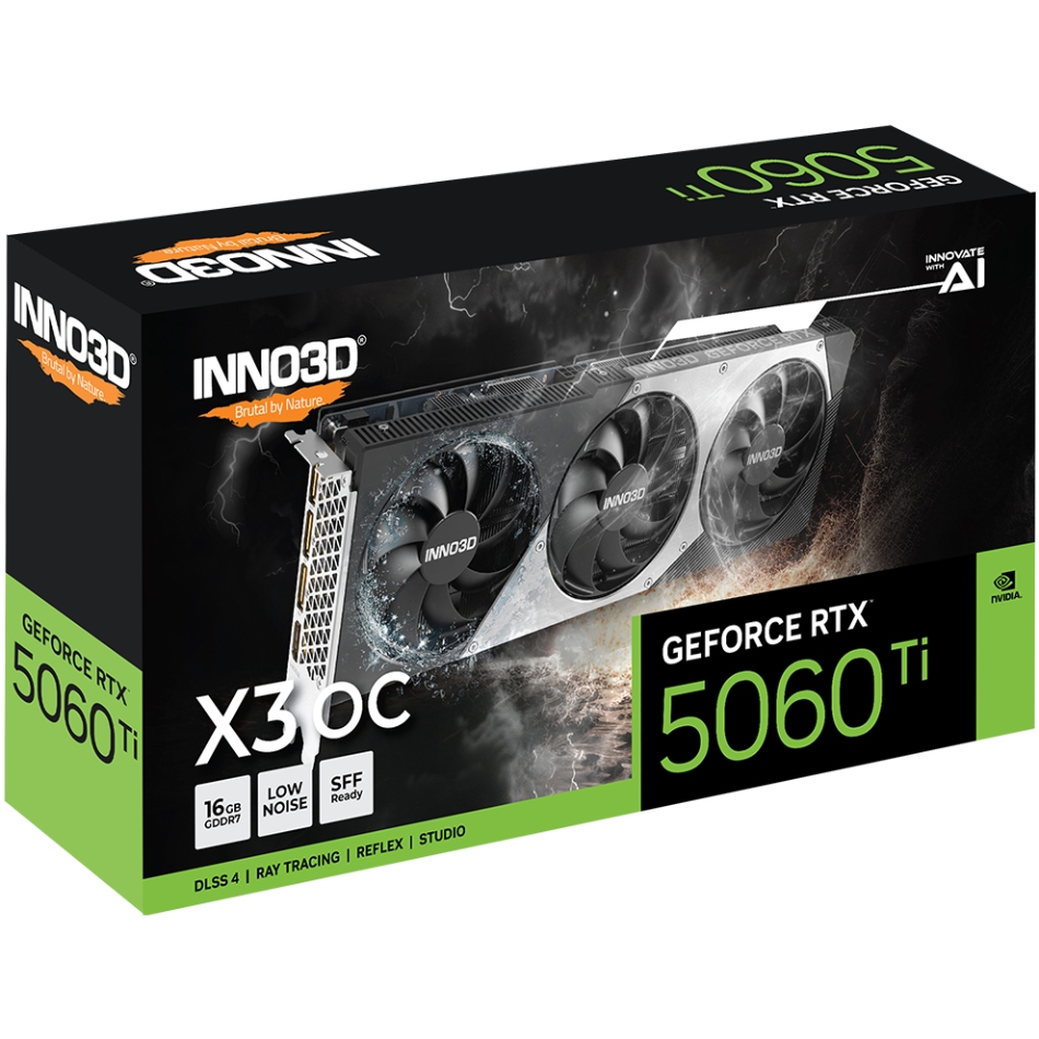 GeForce RTX5060 Ti Inno3D X3 OC, 16GB GDDR7, 128bit, PCI Express 5.0 (N506T3-16D7X-191073L) на малюнкі №2