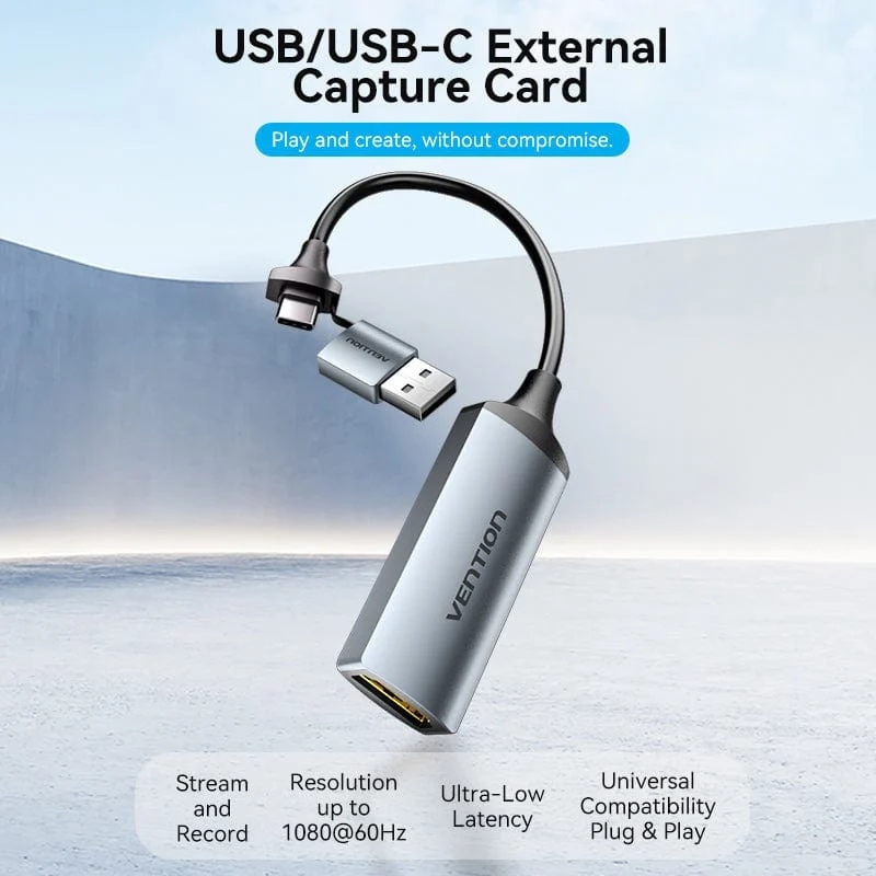 Перехідник HDMI F - USB-C/USB-A M 0.1м сірий Vention (ACWHA) на малюнкі №3