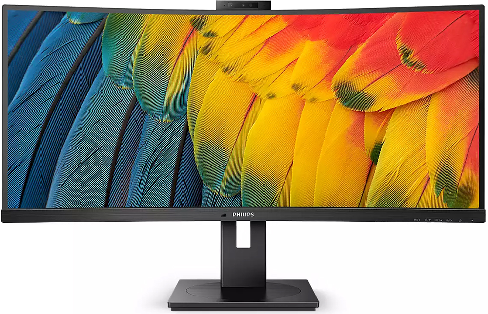 TFT 34 Philips 34B1U5600CH, WQHD, VA, 100Гц, вигнутий, HDMI, DP, USB-C, RJ-45, USB-hub, webcam, HAS (34B1U5600CH/00) Чорний на малюнкі №1