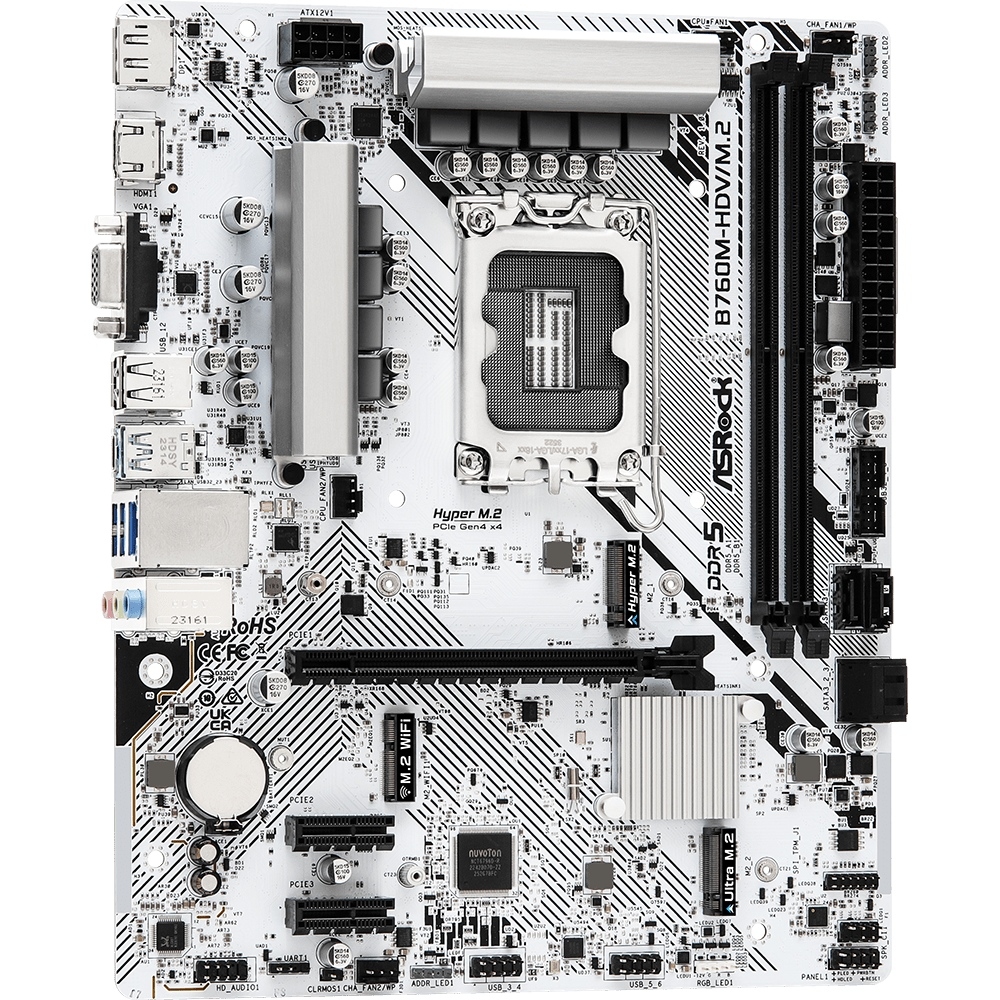 ASRock B760M-HDV/M.2 (1700/B760, 2*DDR5, 1xPCIex16, 4xSATA, 2xM.2, 2.5GLan, 7.1ch, mATX) (B760M-HDV/M.2#) на малюнкі №2