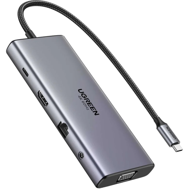 Док-станція USB3.2 Type-C --HDMI 4K60Hz/1xUSB-A3.2/1xUSB-A3.1/2xUSB-C3.2/VGA/RJ45/SD/TF+3.5mm CM639 (45520) на малюнкі №1