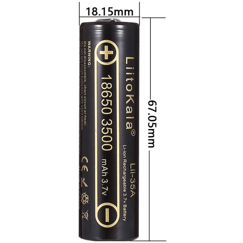 Акумулятор 18650 LiitoKala, 35A-JT, 3500mAh, 3.7V li-ion battery, 1 pcs (35A-JT) на малюнкі №3
